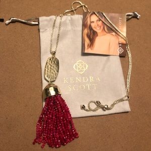 Kendra Scott Red & Gold Long Pendant Necklace